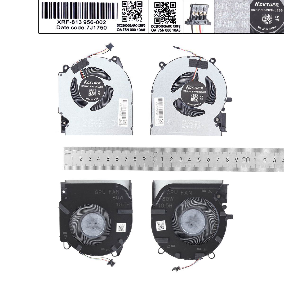 Picture of New Replacement CPU Cooling Fan For HP 16-D/E TPN-Q263 Q264 M75721 M75723 80W（L+R,High copy） N/A Layout
